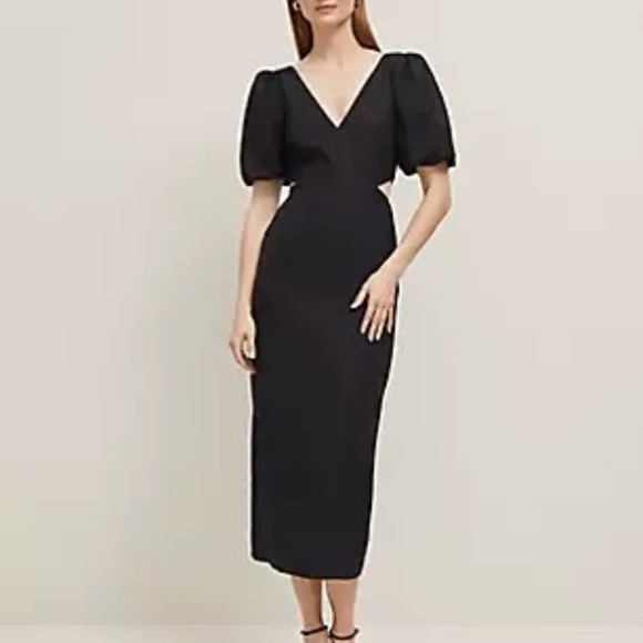 NWT Ann Taylor- Petite Linen Blend Cutout Dress - Picture 2 of 5